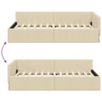 vidaXL Rohový rám postele s čelnou doskou Krémová 80 x 200 cm – Obrázok 8