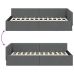 vidaXL Rohový rám postele s čelnou doskou Tmavo šedá 90 x 200 cm – Obrázok 8