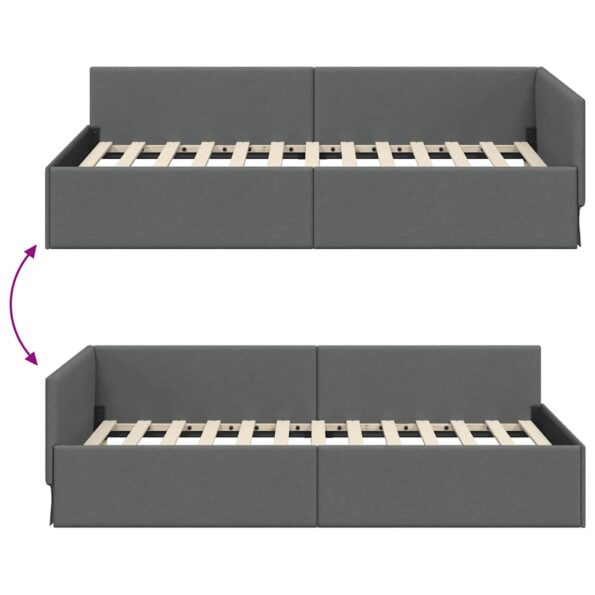 vidaXL Rohový rám postele s čelnou doskou Tmavo šedá 90 x 200 cm – Obrázok 8