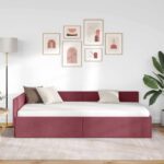 vidaXL Rohový rám postele Víno červené 90 cm x 200 cm látka – Obrázok 3