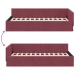 vidaXL Rohový rám postele Víno červené 90 cm x 200 cm látka – Obrázok 8
