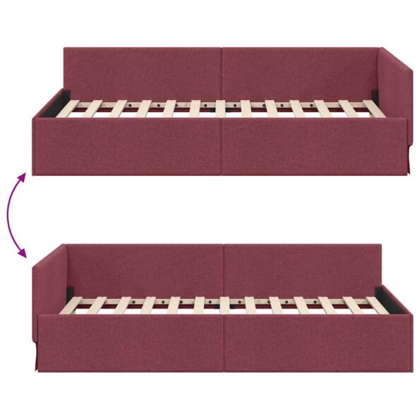 vidaXL Rohový rám postele Víno červené 90 cm x 200 cm látka – Obrázok 8