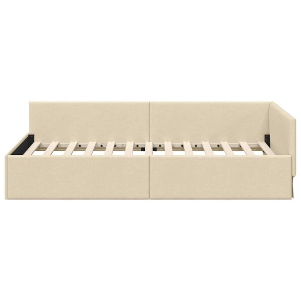 vidaXL Rohový rám postele s čelnou doskou Krémová 100 x 200 cm – Obrázok 4