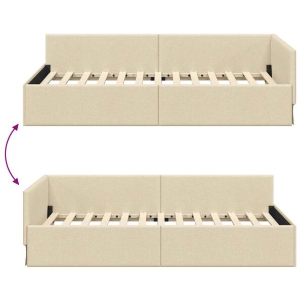 vidaXL Rohový rám postele s čelnou doskou Krémová 100 x 200 cm – Obrázok 8