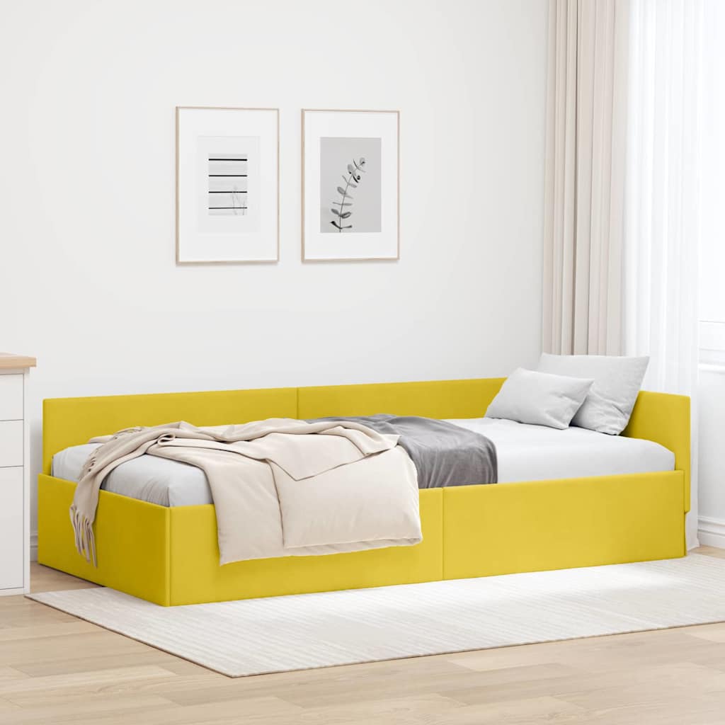 42016067_1.jpg vidaXL Rohový rám postele s čelnou doskou Žltá 80 cm x 200 cm Zamat – Obrázok 1