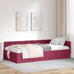 vidaXL Rohový rám postele Víno červené 90 cm x 190 cm Zamat