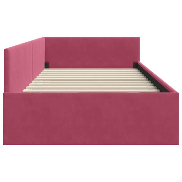vidaXL Rohový rám postele Víno červené 90 cm x 190 cm Zamat – Obrázok 5