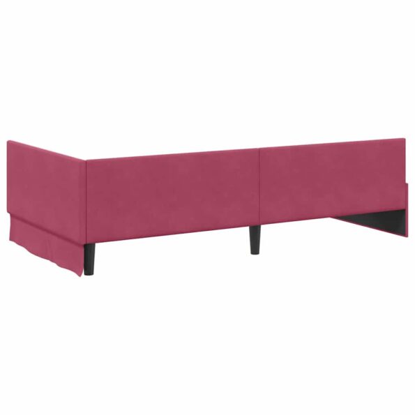 vidaXL Rohový rám postele Víno červené 90 cm x 190 cm Zamat – Obrázok 6