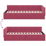 vidaXL Rohový rám postele Víno červené 90 cm x 190 cm Zamat – Obrázok 8