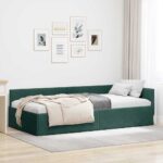 vidaXL Rohový rám postele Tmavozelená 100 cm x 200 cm Zamat