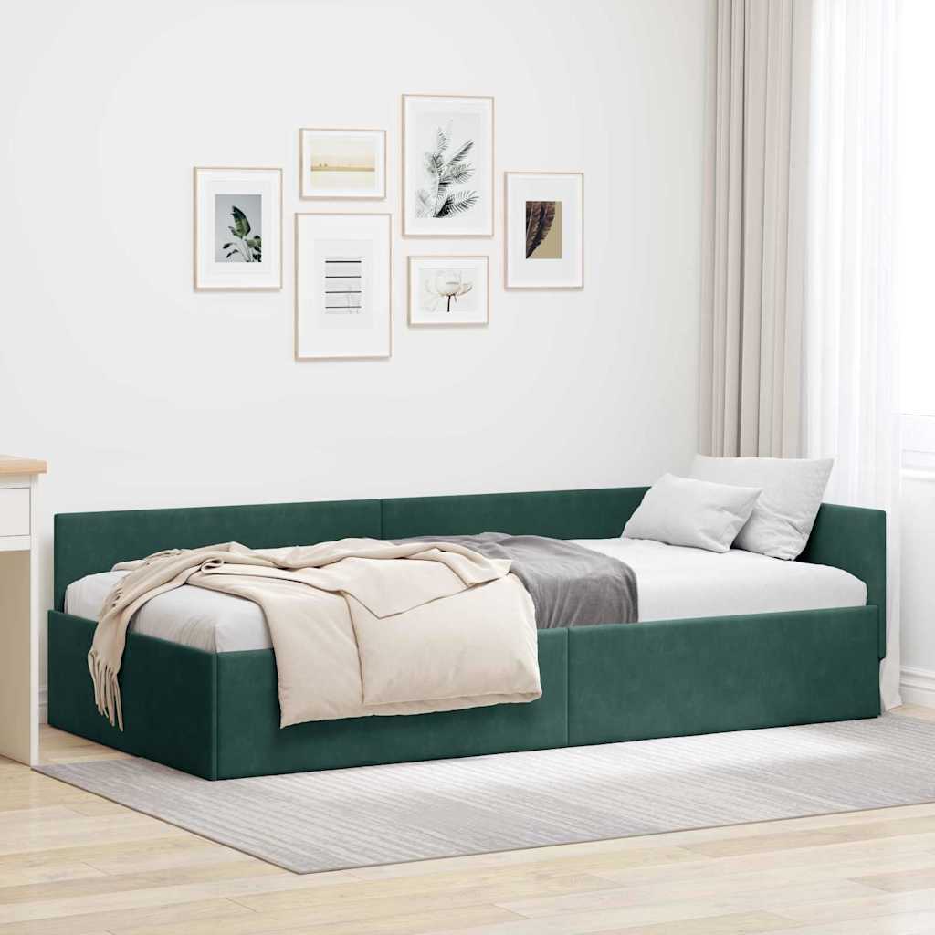 42016093_1.jpg vidaXL Rohový rám postele Tmavozelená 100 cm x 200 cm Zamat – Obrázok 1