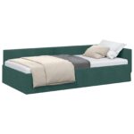 vidaXL Rohový rám postele Tmavozelená 100 cm x 200 cm Zamat – Obrázok 10