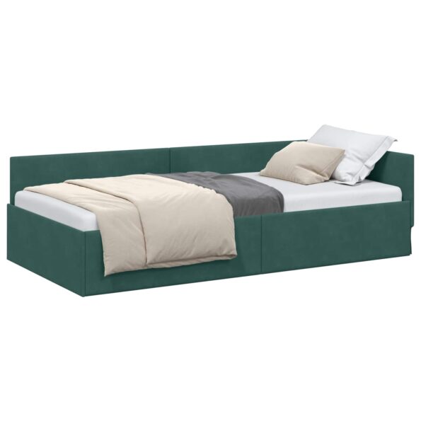 vidaXL Rohový rám postele Tmavozelená 100 cm x 200 cm Zamat – Obrázok 2