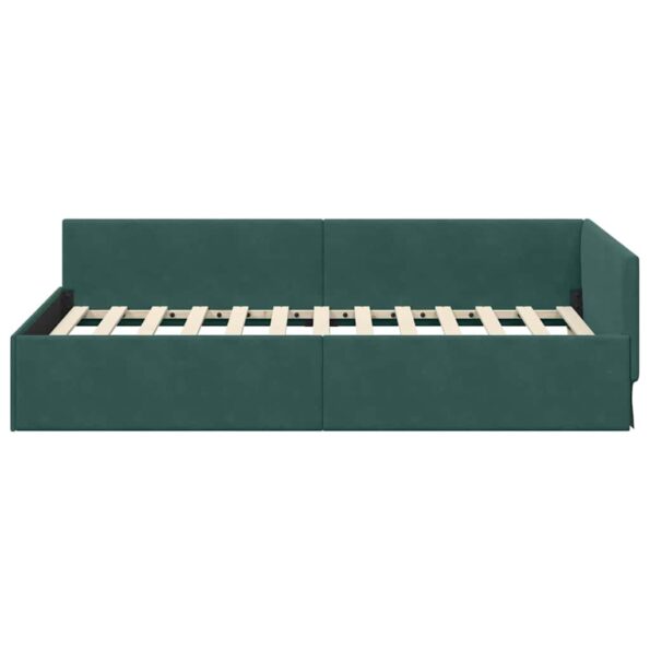 vidaXL Rohový rám postele Tmavozelená 100 cm x 200 cm Zamat – Obrázok 4