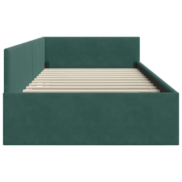 vidaXL Rohový rám postele Tmavozelená 100 cm x 200 cm Zamat – Obrázok 5