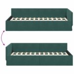 vidaXL Rohový rám postele Tmavozelená 100 cm x 200 cm Zamat – Obrázok 8
