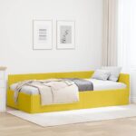 vidaXL Rohový rám postele s čelnou doskou Žltá 100 cm x 200 cm Zamat