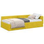 vidaXL Rohový rám postele s čelnou doskou Žltá 100 cm x 200 cm Zamat – Obrázok 10