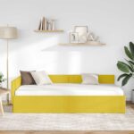 vidaXL Rohový rám postele s čelnou doskou Žltá 100 cm x 200 cm Zamat – Obrázok 3