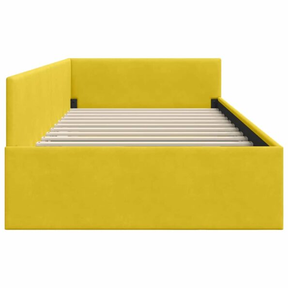 vidaXL Rohový rám postele s čelnou doskou Žltá 100 cm x 200 cm Zamat – Obrázok 5