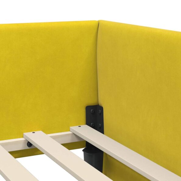 vidaXL Rohový rám postele s čelnou doskou Žltá 100 cm x 200 cm Zamat – Obrázok 7