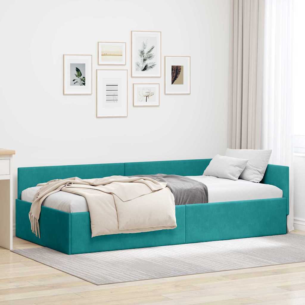 42016099_1.jpg vidaXL Rohový rám postele Tyrkysová 100 cm x 200 cm Zamat – Obrázok 1