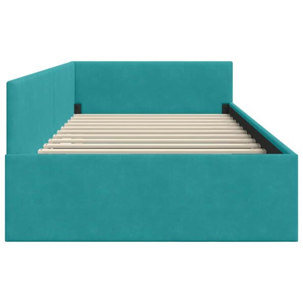 vidaXL Rohový rám postele Tyrkysová 100 cm x 200 cm Zamat – Obrázok 5