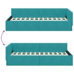 vidaXL Rohový rám postele Tyrkysová 100 cm x 200 cm Zamat – Obrázok 8