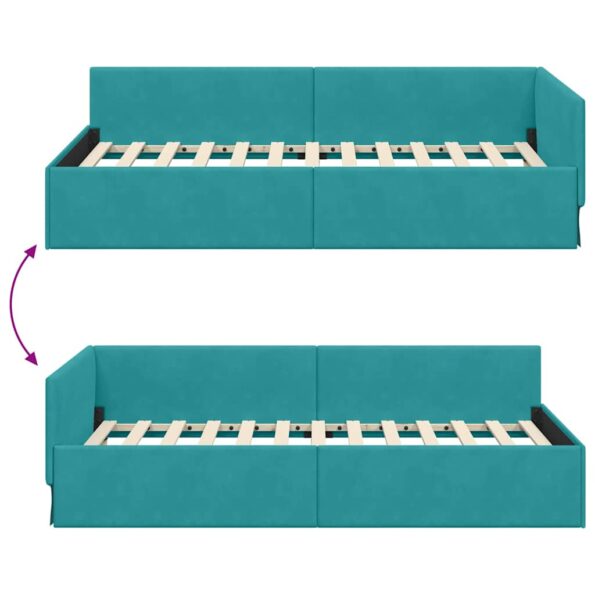 vidaXL Rohový rám postele Tyrkysová 100 cm x 200 cm Zamat – Obrázok 8