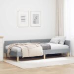vidaXL Rohový rám postele Svetlosivá 80 x 200 cm látka