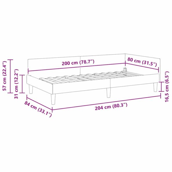 vidaXL Rohový rám postele Čierny 80 x 200 cm látka – Obrázok 9