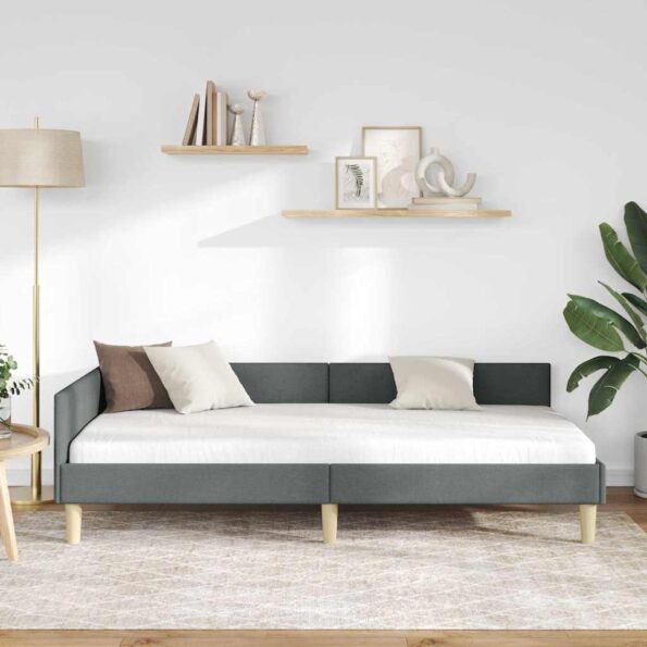 vidaXL Rohový rám postele Tmavo šedá 90 x 190 cm látka – Obrázok 3