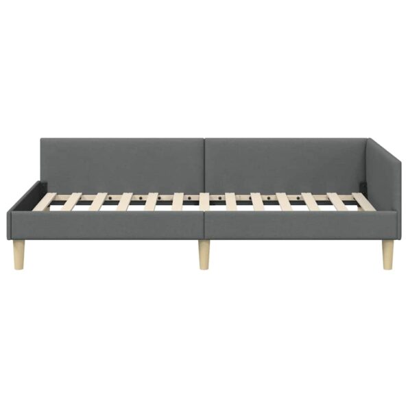 vidaXL Rohový rám postele Tmavo šedá 90 x 190 cm látka – Obrázok 4