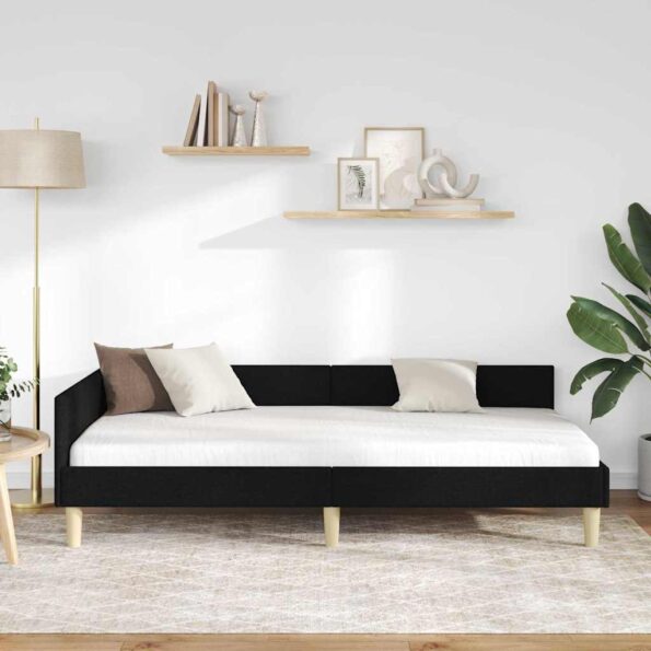 vidaXL Rohový rám postele Iný s čelnou doskou Čierna 90 x 190 cm – Obrázok 3