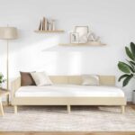 vidaXL Rohový rám postele Iný s čelnou doskou Krémová 90 x 200 cm – Obrázok 3