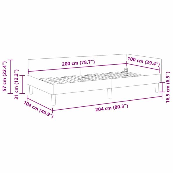 vidaXL Rohový rám postele Sivohnedá 100 x 200 cm látka – Obrázok 9