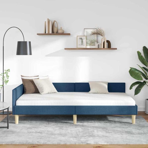 vidaXL Rohový rám postele Modrá 100 x 200 cm látka – Obrázok 3