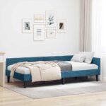 vidaXL Rohový rám postele s čelnou doskou Modrá 80 cm x 200 cm Zamat