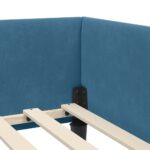 vidaXL Rohový rám postele s čelnou doskou Modrá 80 cm x 200 cm Zamat – Obrázok 7