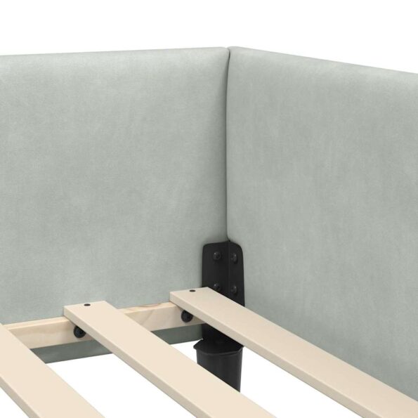 vidaXL Rohový posteľový rám s čelnou doskou Svetlosivá 80 x 200 cm – Obrázok 7