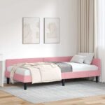 vidaXL Rohový rám postele s čelnou doskou Ružová 80 cm x 200 cm Zamat