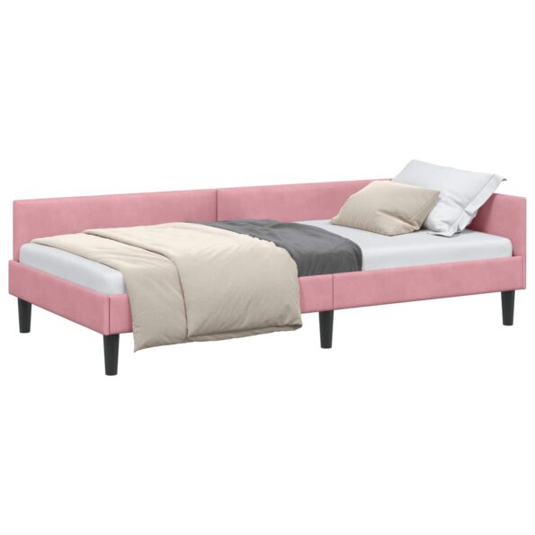 vidaXL Rohový rám postele s čelnou doskou Ružová 80 cm x 200 cm Zamat – Obrázok 2