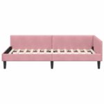 vidaXL Rohový rám postele s čelnou doskou Ružová 80 cm x 200 cm Zamat – Obrázok 4