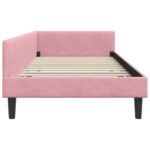 vidaXL Rohový rám postele s čelnou doskou Ružová 80 cm x 200 cm Zamat – Obrázok 5