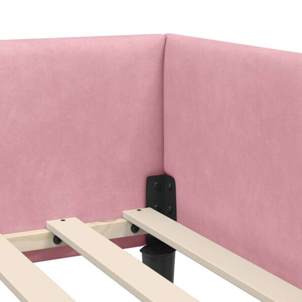 vidaXL Rohový rám postele s čelnou doskou Ružová 80 cm x 200 cm Zamat – Obrázok 7