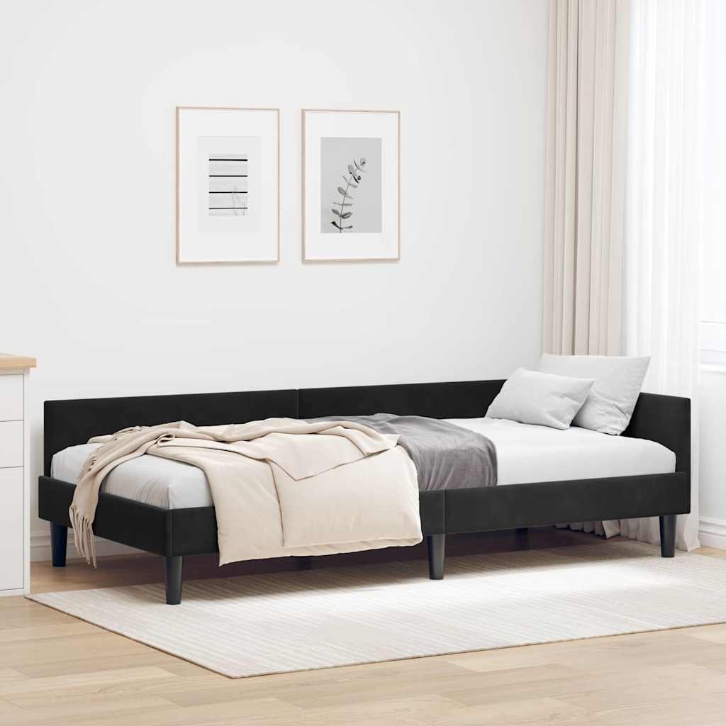 42016139_1.jpg vidaXL Rohový rám postele s čelnou doskou Čierny 80 cm x 200 cm Zamat – Obrázok 1