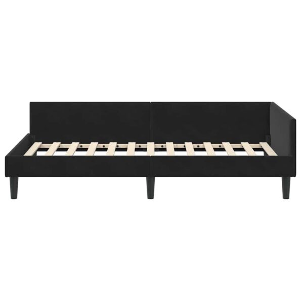 vidaXL Rohový rám postele s čelnou doskou Čierny 80 cm x 200 cm Zamat – Obrázok 4