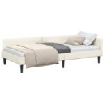 vidaXL Rohový rám postele s čelnou doskou Krémová 80 cm x 200 cm Zamat – Obrázok 2