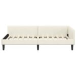 vidaXL Rohový rám postele s čelnou doskou Krémová 80 cm x 200 cm Zamat – Obrázok 4