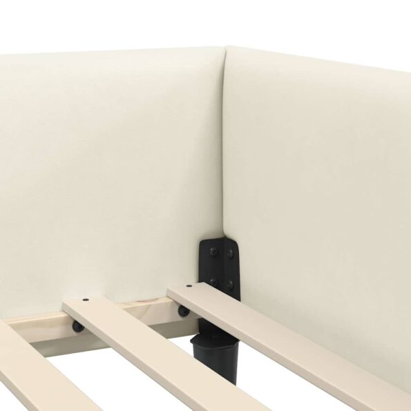 vidaXL Rohový rám postele s čelnou doskou Krémová 80 cm x 200 cm Zamat – Obrázok 7